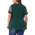 thumbnail image 3 of Agnes Orinda Blusas de Verano de Talla Grande para Mujer con Cuello Redondo, Mangas Cortas y Peplum, 4X Verde Oscuro, 3 of 6