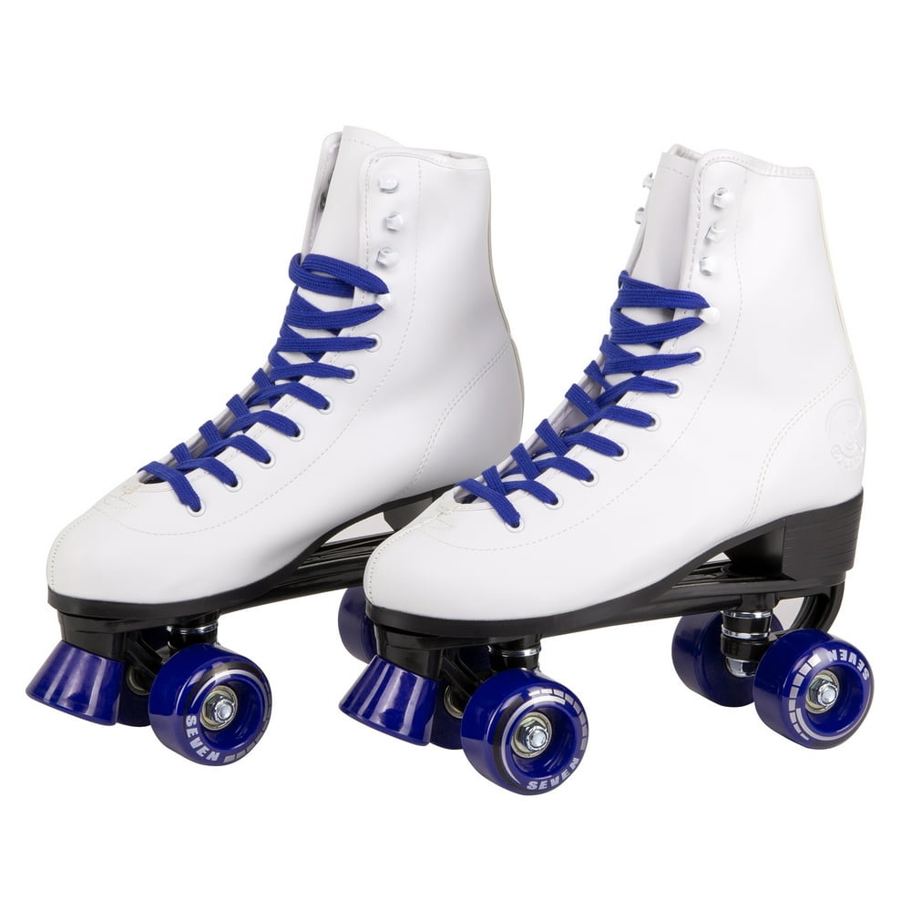 C7skates Soft Faux Leather Quad Roller Skates (Dark Blue, Women's 7