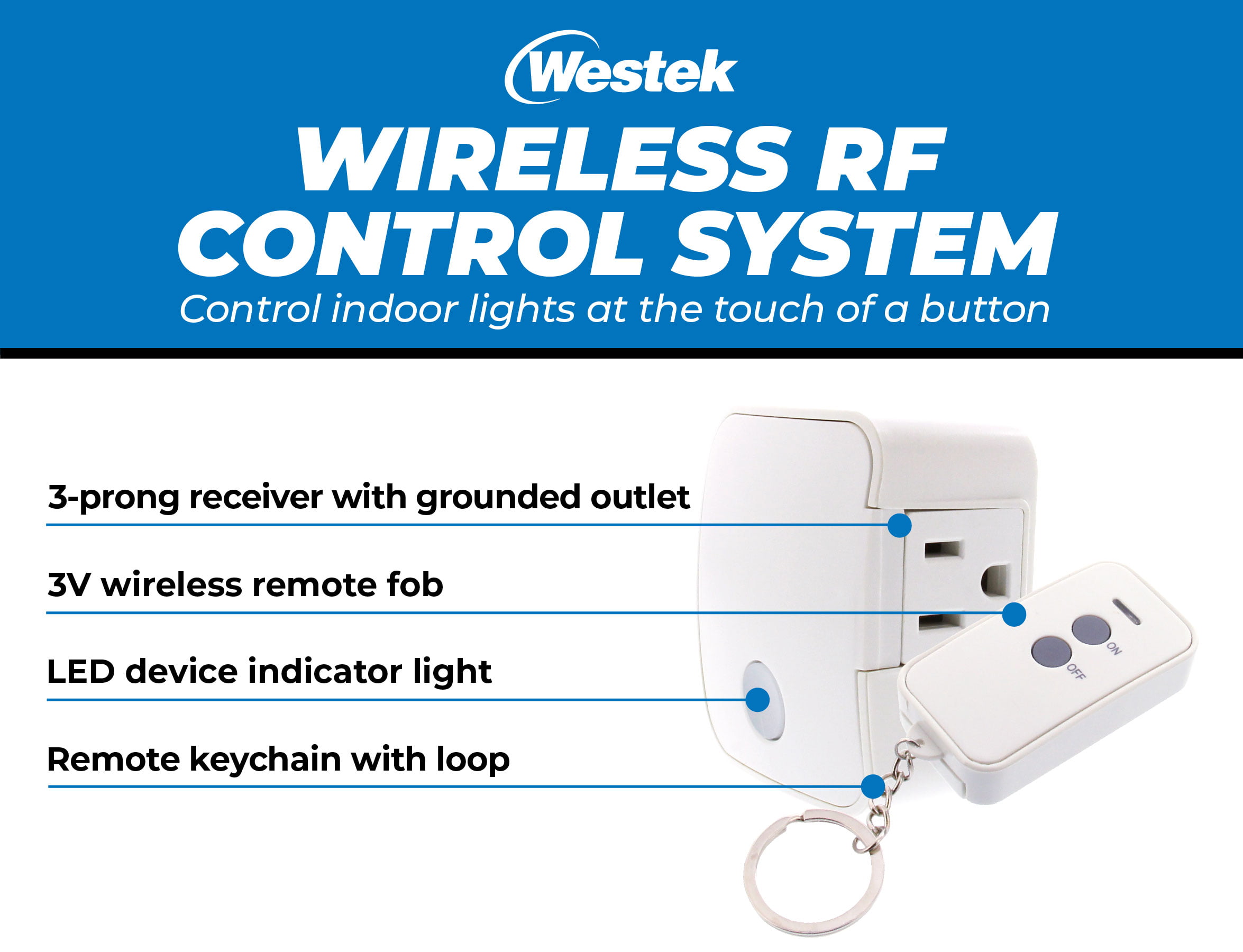 Westek Outdoor Plug-in Receiver Kit with Wireless Remote Keychain Fob, Dual  Outlet, Black RFK326LC - The Home Depot