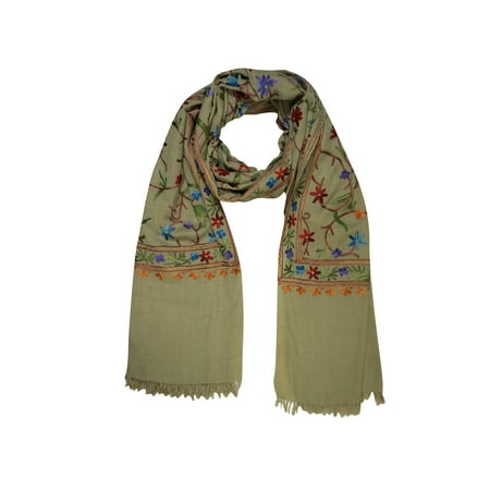 Womens Beaded Embroidered Shawl - Mogul Kashmiri Shawl Woolen Crewel Floral Embroidered Ethnic Indian Scarves Stole Wrap For Womens