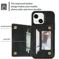 thumbnail image 5 of SaniMore for iPhone 15 Plus 6.7" 2023 Back Case with Zipper Card Pokcet Flip Wallet/Kickstand Shock Absorption Anti-fall Retro PU Leather Wear-resistant Shell for iPhone 15 Plus, Black, 5 of 7