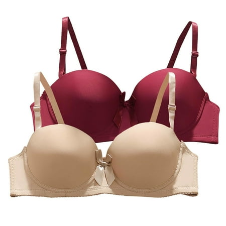 Clearance!BKQCNKM Push Up Bra  Bra Set  Half Cup Push Up Bra  Smooth Underwire Thin Half Cup Adjustable Bra Underwear  Supportive Bras for Women (2PC)  Red M
