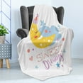 thumbnail image 4 of Saying Soft Flannel Fleece Throw Blanket, Colorful Illustration with Hand Lettering Words with Stars and Crescent Moon, Cozy Plush for Indoor and Outdoor Use, 70" x 90", Multicolor, by Ambesonne, 4 of 5