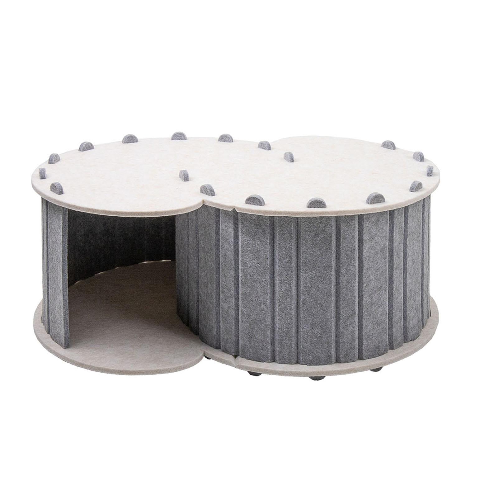 Stgfyxgs Cat Tunnel Bed, Pet Cat House All Seasons Hideout Portable Breathable with 2 Holes Removable Cover Compact Cat Nest Hideaway Cave Gray