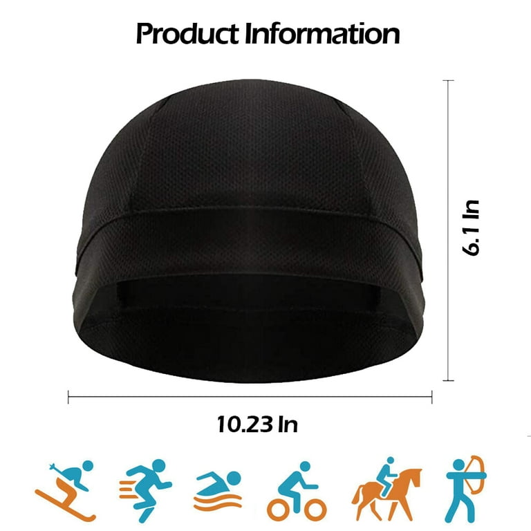 Iclover 1/3 Pack Skull Caps for Men Women, Moisture Cooling Breathable Hat Helmet Liner Wicking Beanie Cap for Running, Hiking, Workout, Training