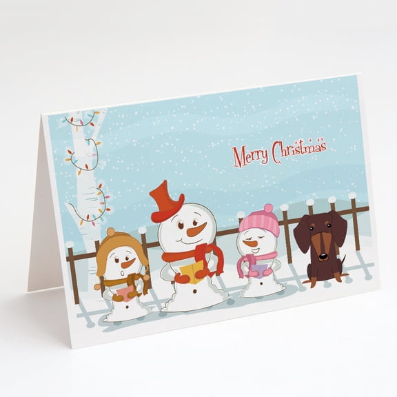 Merry Christmas Carolers Dachshund Chocolate Greeting Cards and Envelopes Pack of 8