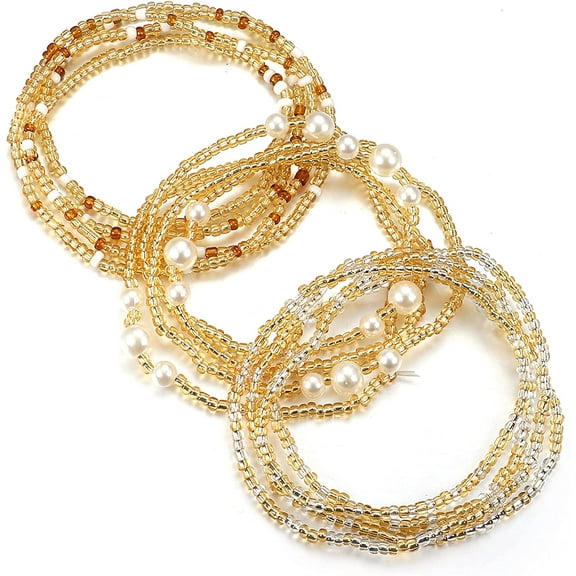 Designice Jstyle Waist Beads Body Jewelry, Colorful Belly Beads, Bead Jewelry, Belly Chains, Waist Chain (3 Piece)