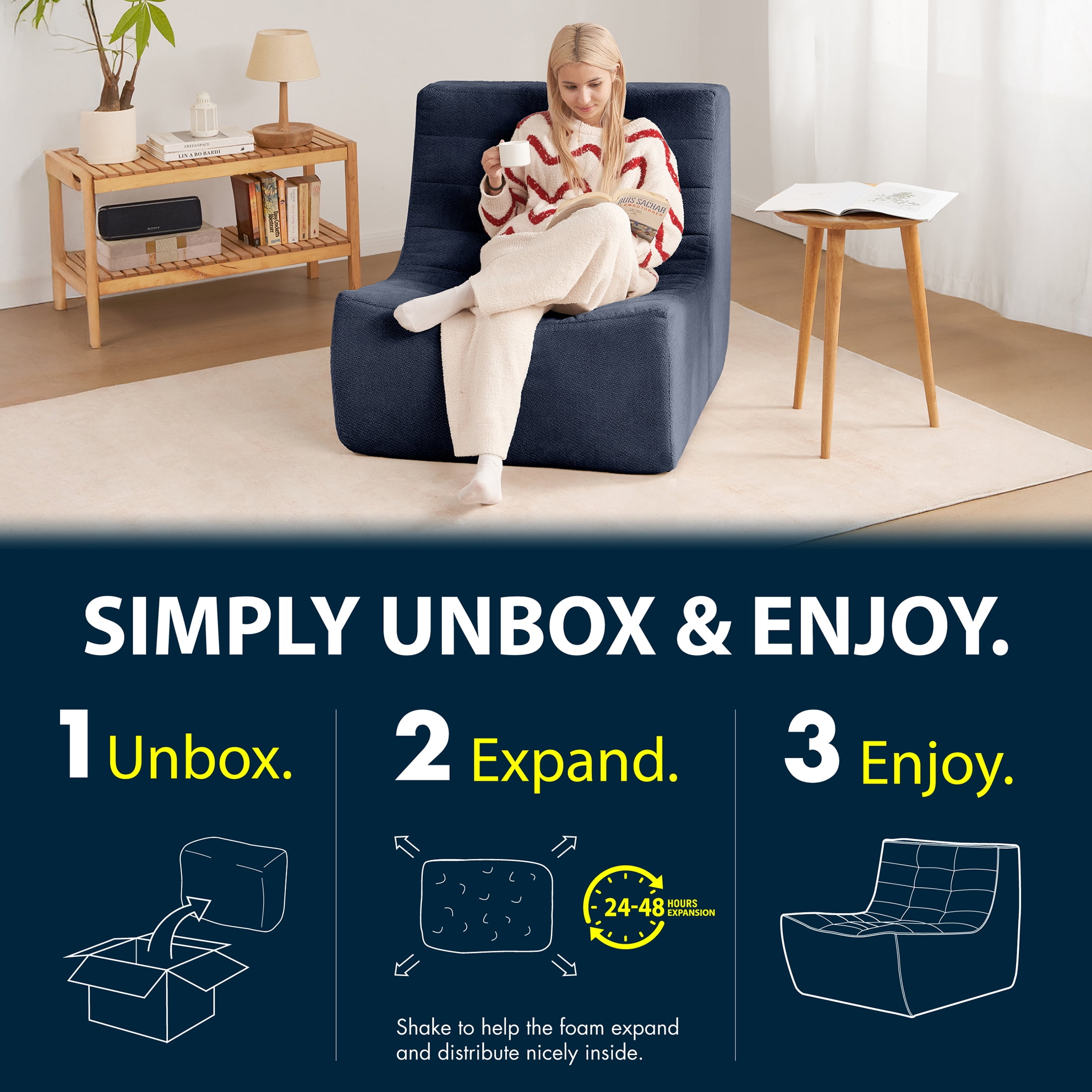 Serta Lisbon Foam Filled Lounger Chair, Navy