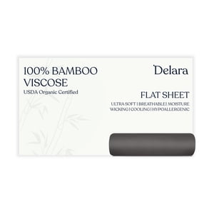Delara 100% Viscose Derived from Bamboo Flat Sheet 74x105 - Ultra-Soft Cooling and Moisture-Wicking Luxury Flat Bed Sheets for Hot Sleepers