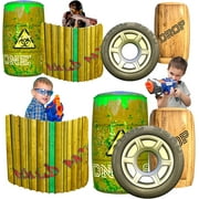 Skywin Obstacles for Play Wars - 8 Pieces Easy Set Up Inflatables Compatible with Nerf Gun Party and Laser Tag Game - Battle Obstacles Great for Shelter (8 Pcs Green)