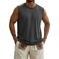 thumbnail image 2 of Men's Sleeveless Tank Top Cotton Athletic Muscle Tee Crew Neck Pullover Quick Dry Breathable Casual Running Gym Workout Beach Vacation Streetwear | TOPLIU,Gray M, 2 of 8