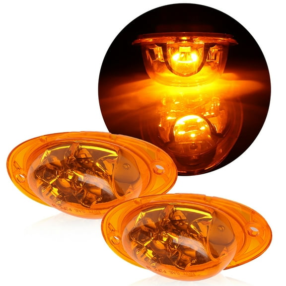 ECCPP 2pcs Amber 12V 5LED Side Fender Marker Turn Signal Indicator Light Waterproof Clearance Lights Side Marker Assembly Fit for Truck Bus Boat SUV ATV Trailer