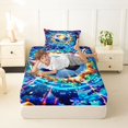thumbnail image 4 of Castle Fairy Soccer Sport Twin Sheets 3pcs, Futuristic Cubes Bedding, Blue Orange Black,1 Fitted Sheet, 1 Flat Sheet and 1 Pillowcase, 4 of 6