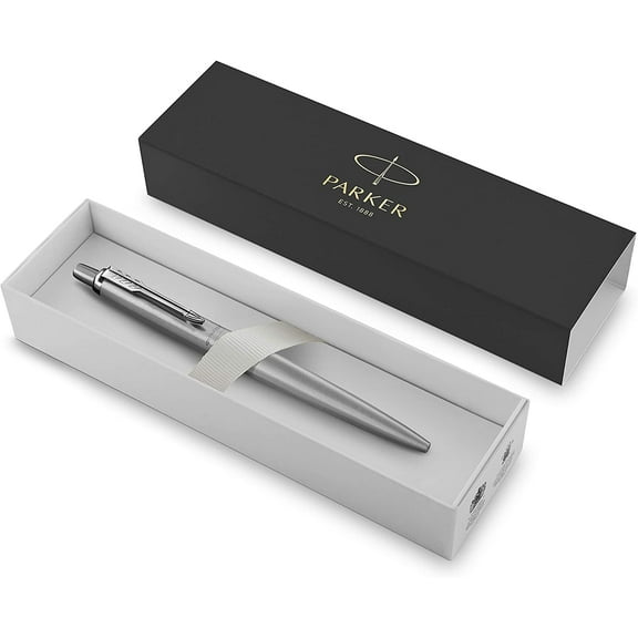 Parker Jotter XL Ballpoint Pen | Monochrome Stainless | Medium Point | Blue Ink | Gift Box, Grey