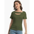 thumbnail image 2 of Womens Summer Short Sleeve T Shirts Slim Fit One Piece Cutout Scoop Neck Going Out Date Night Tops, 2 of 6