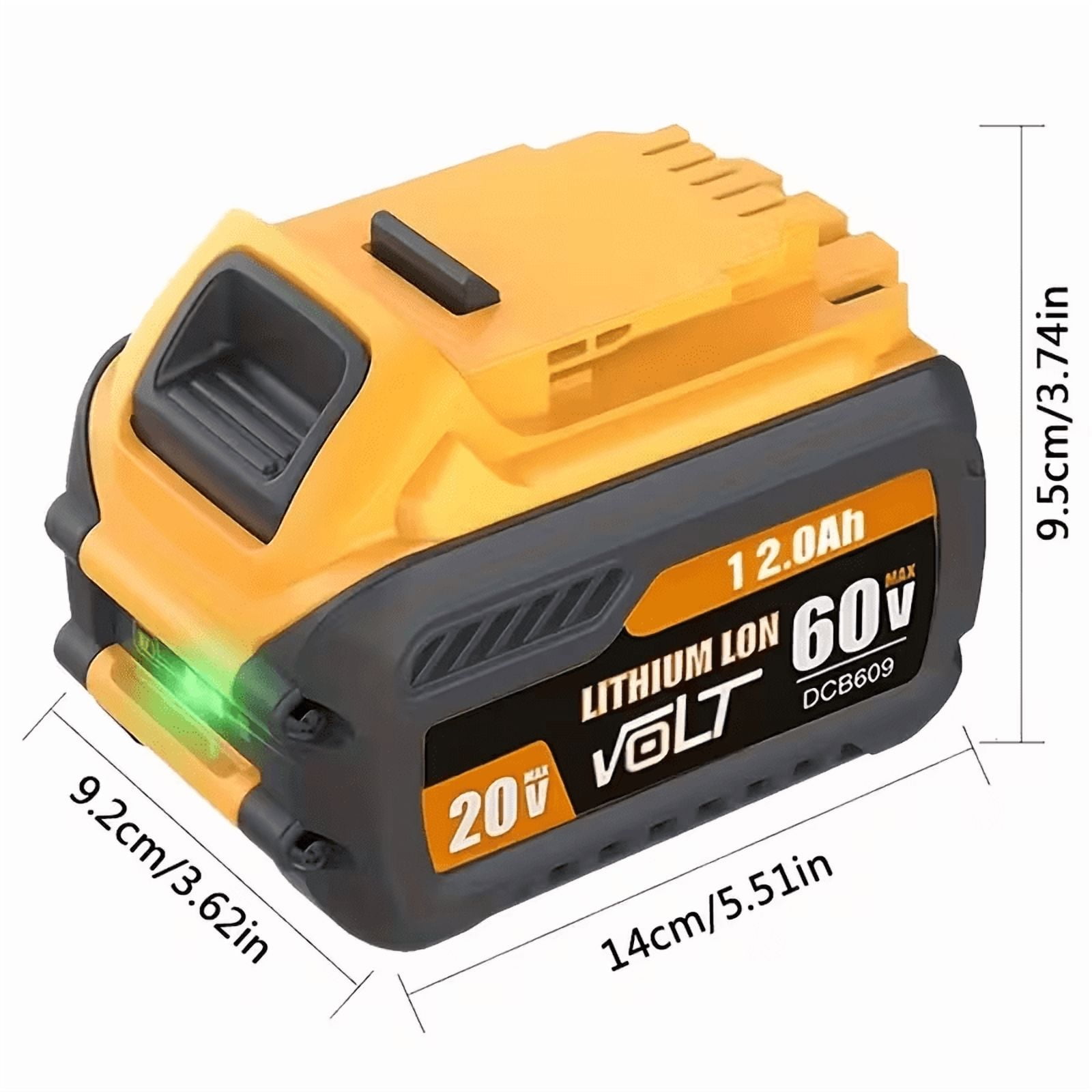 2Pack 12.0Ah Replacement Battery for De Walt 20V/60V MAX Flex-Volt DCB609 612 606-2 609-2 Cordless Power Tools Heavy Duty Impact Lithium Ion