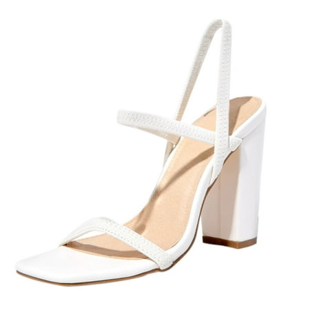 

HGWXX7 Sandals For Women Summer Women Ladies Sandals Square Toe Thick High Heels Shoes Stylish Shoes