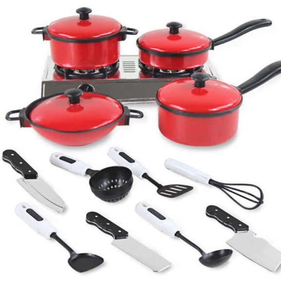 Sunisery 13PCS/Set Kitchen Utensils Cooking Pots Pans Food Dishes Cookware Kid Play House Cational Toy
