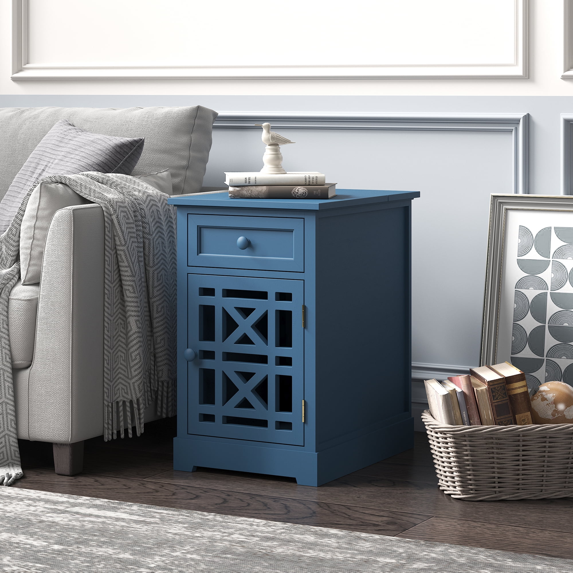 End Table Nightstand Bedside Sofa Storage Organizer with Drawer, Accent
