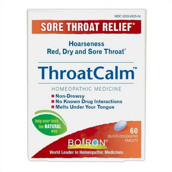 Boiron Throat Calm Sore Throat Relief Tablets, 60 Ea, 3 Pack