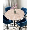 thumbnail image 5 of Round Tablecloth with Elastic Vintage Orange Floral Plants Waterproof Stain-proof Table Cover Wipeable Fitted Table Cloths for 36"-44" Round Tables Dining Kitchen, 5 of 6