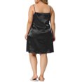 thumbnail image 3 of Unique Bargains Women's Plus Size Spaghetti Strap Adjustable Lace Nightdress Nightgowns 1X Black, 3 of 6