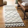 thumbnail image 3 of SAFAVIEH Glamour Drew Geometric Chevron Wool Area Rug, Ivory/Grey, 6' x 6' Round, 3 of 8