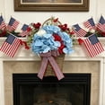 thumbnail image 6 of 4th of July Artificial Floral Wreath Flower Basket - Outdoor Hanging Red White Blue Flower Basket Garden Wall Decor for Courtyard Patio Independence Day Holiday Porch Scene Prop, 6 of 7