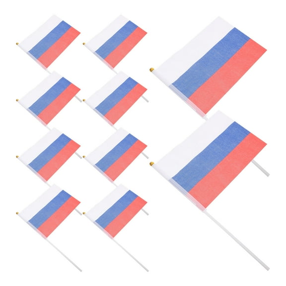 HOMEMAXS 20 Pcs Hand Held Small Mini Flag Russian Flag Russian Stick Flag Round Top National Country Flags Party Decorations Supplies For Parades International Festival Events
