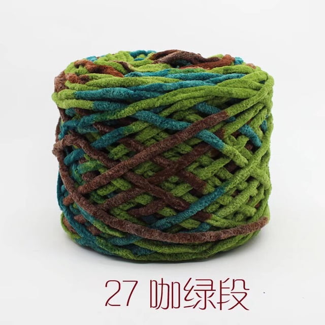 Nvzi Hilo de algodón para ganchillo, hilo fino para tejer a ganchillo, hilo de poliéster suave y duradero para tejer a mano y proyectos de manualidades, hilo, 2 rollos. Café + Verde
