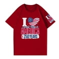 thumbnail image 4 of Dweltoz 4th Of July Shirts for Women Graphic Casual Tops Short Sleeve Oversized Tshirt Summer 250 Year Anniversary Usa Solid Color Crew Neck Tees,Red 2XL, 4 of 4
