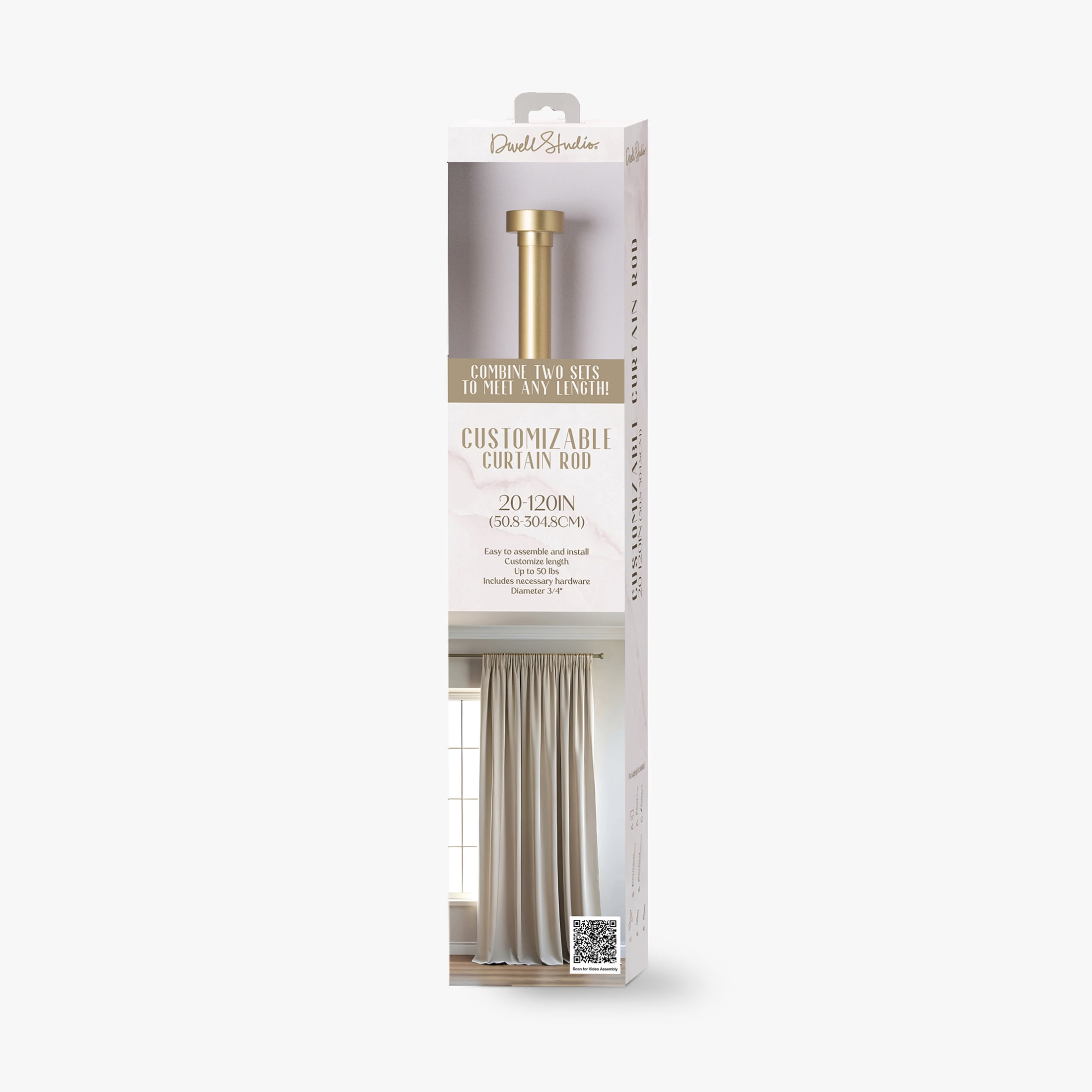 Dwell Studio 3/4" Customizable Curtain Rod Kit, 20-120", Brass