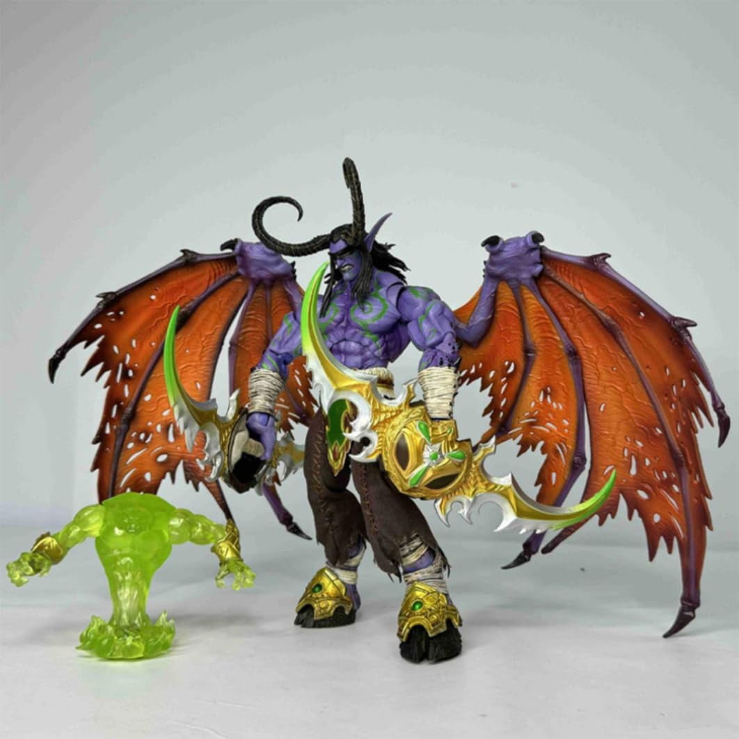 New World of Warcraft Small Illidan Stormrage Character Anime Model Statue Action Figures Desktop Ornament Popular Decorations Fan Souvenirs Creative Gift Collectable