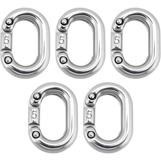 5 Pcs Chain Link Stainless Steel Quick Link Chain Connector Easy To Install Quick Chain Connector Locking Carabiner Chain Hooks For Towing