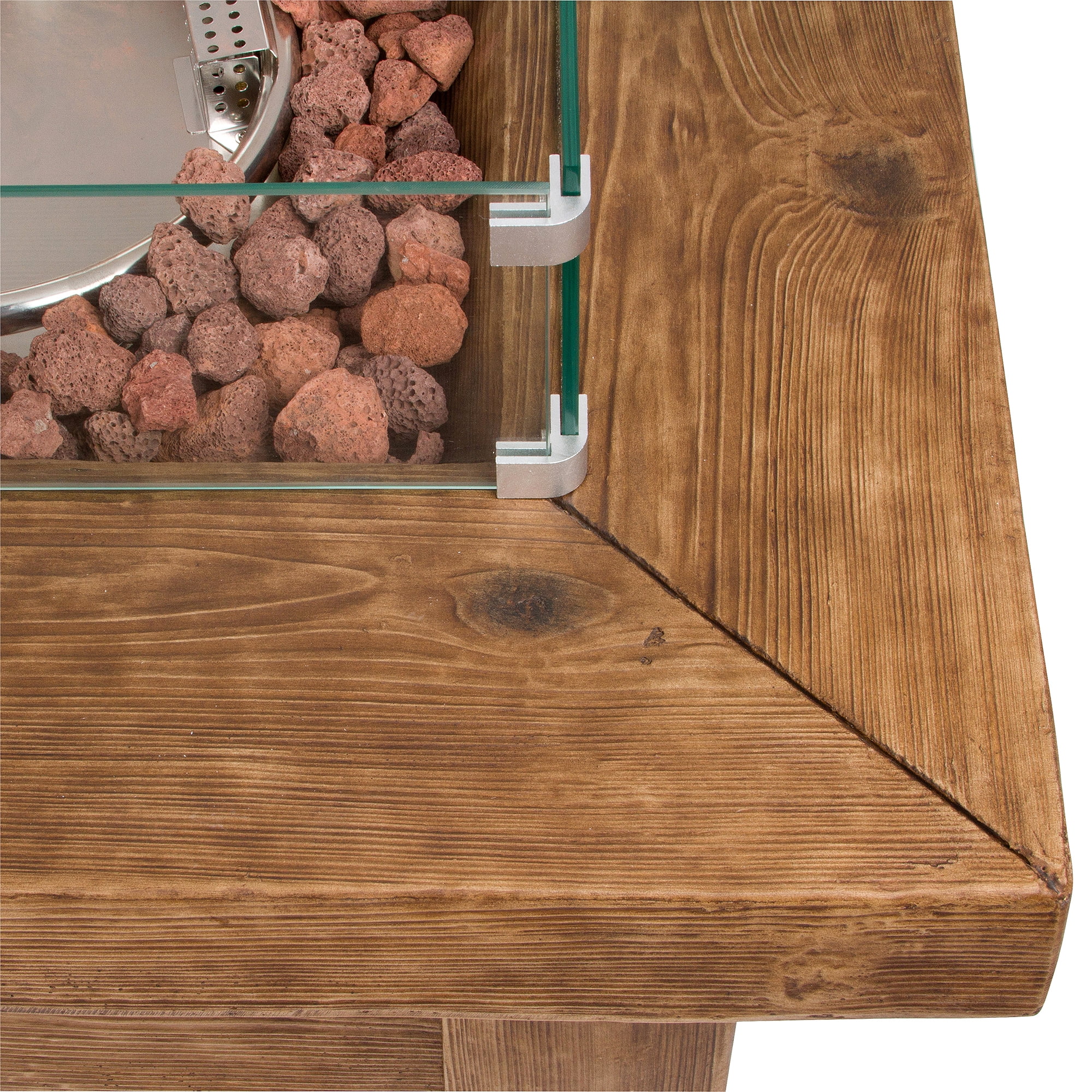 Shine Company Outdoor Garden Patio Firepit Table Sevilla Merida Square 21.5" Glass Wind Guard