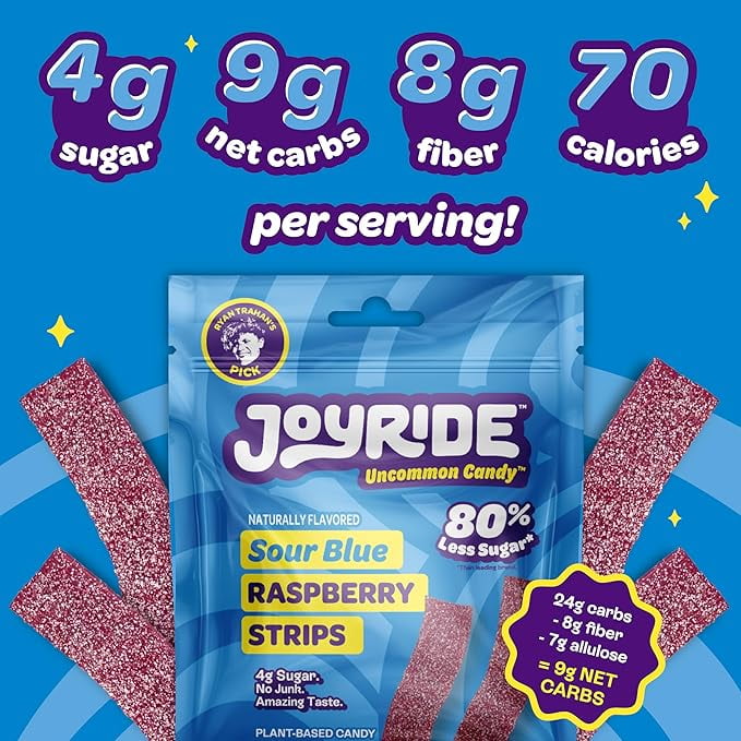 Joyride Sour Blue Raspberry Strips Candy 3.5 oz