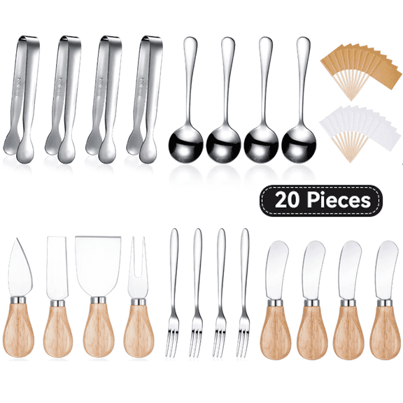 Charcuterie Board Accessories Spreader Knife Set Cheese Butter Spreader Knife Utensils with Wooden Handles Mini Serving Tongs Spoons Forks for Party Christmas