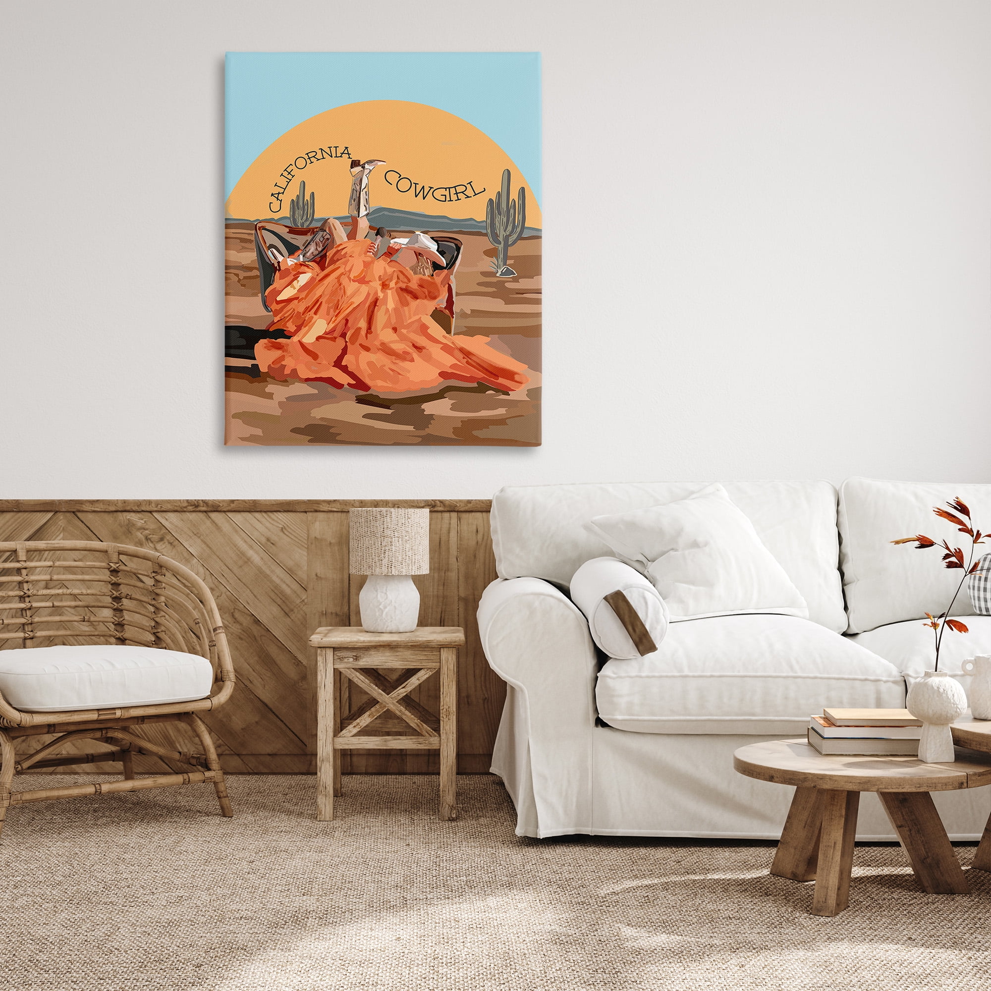 Stupell Industries California Cowgirl Landscape Landscape Painting Gallery Wrapped Canvas Art Print Wall Art, 36 x 48