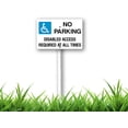 thumbnail image 2 of Señal de "No estacionar, se requiere acceso para discapacitados", 30 x 20 cm, con estaca, fácil de montar, para jardín, 2 of 7