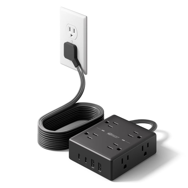Cable de extensión Power Strip, protector contra sobretensiones de 10 pies con puertos USB