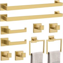 10-Piece Bathroom Hardware Accessories Set-Brushed Gold Towel Bar, Holder & Racks-