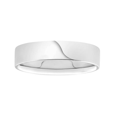 950 Wedding Ring - Flat High Polished 5MM Mens Wedding Band Ring 950 Platinum