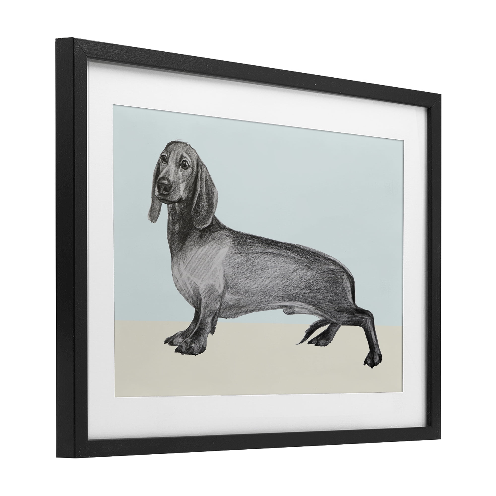 Stupell Industries Sketched Dachshund on Blue Black Framed Print Under Glass, design by Violeta Vollmer