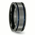 thumbnail image 4 of Chisel  Titanium Black Ti Polished Blue Anodized 8mm Grooved Band, 4 of 6