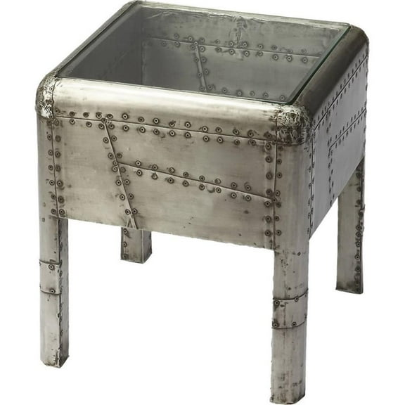 Bowery Hill Modern Metal Midway Aviator End Table in Silver/Dark Gray