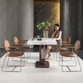 thumbnail image 2 of Dining Table Rectangular Kitchen Chair Combination Minimalist Brown Glass Kitchen Hotel Mesa De Jantar Restaurant Furniture My Lux Decor Round, 2 of 12