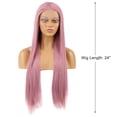 thumbnail image 2 of Unique Bargains Lace Front Wigs for Women 24" Pink Purple Long Straight Hair with Wig Cap, 2 of 6