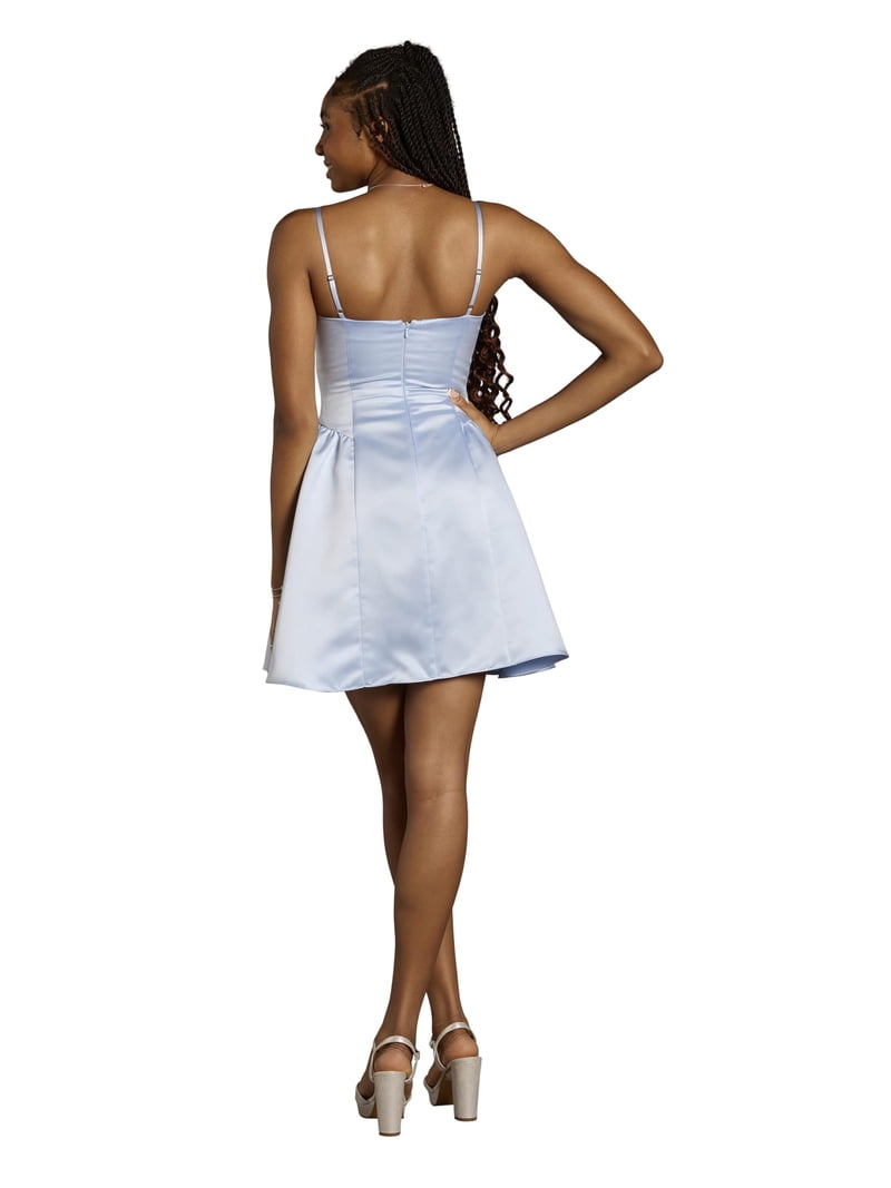 Davids Bridal, The Edit by DB Studio Women's Formal Drop Waist Mini Dress,  Short, Satin