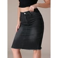 thumbnail image 2 of DARING DIVA Women's Denim Raw Hem Pockets Pencil Skirt 2XL Black, 2 of 7