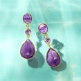 thumbnail image 2 of Ross-Simons 24.50 ct. t.w. Amethyst Drop Earrings in 18kt Gold Over Sterling, Women's, Adult, 2 of 5